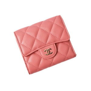 Chanel Small Pink Wallet Caviar Flap